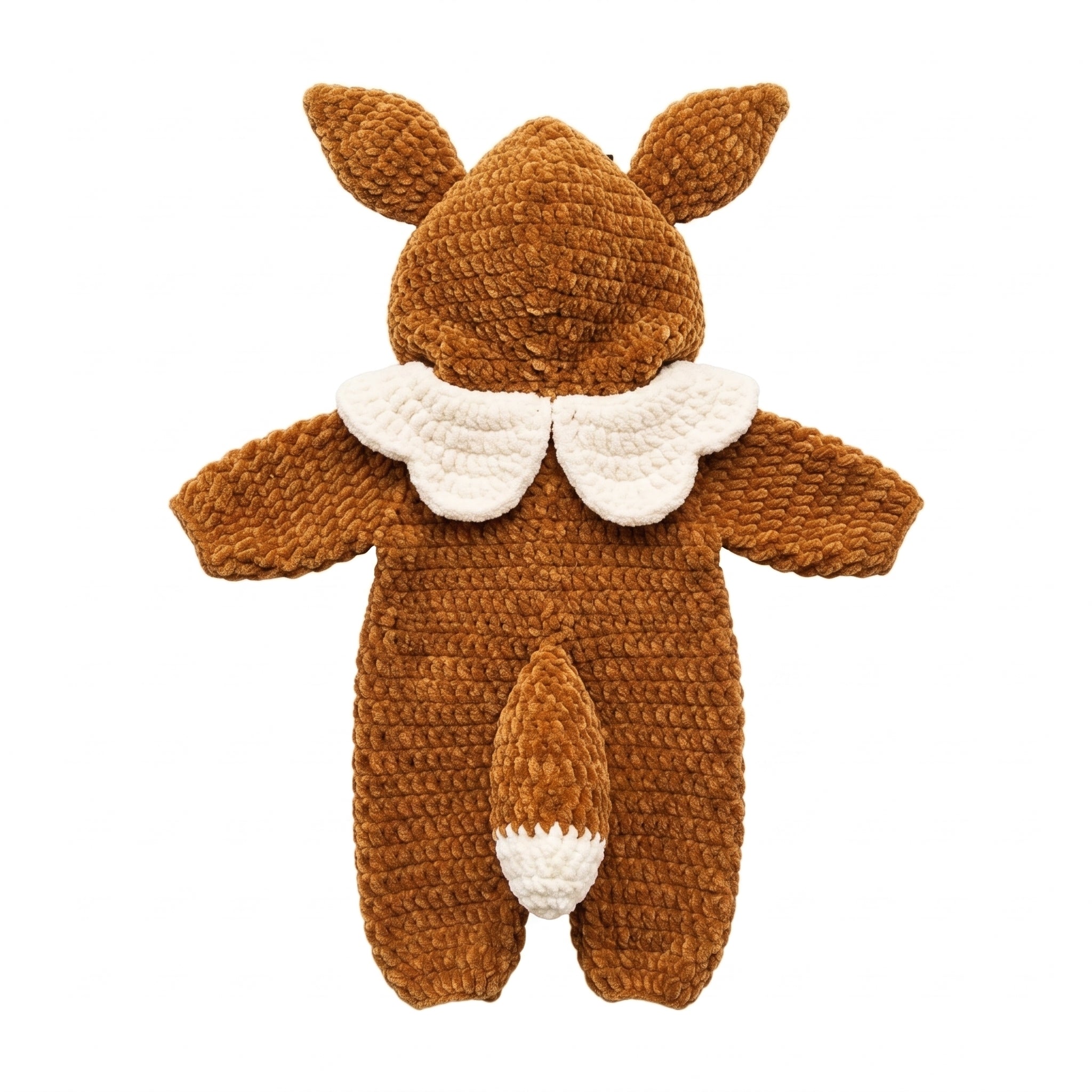 Handmade Fox Baby Romper, Crochet Woodland Animal Onesie, Brown Hooded Newborn Outfit, Baby Shower Gift, Baby Photo Prop