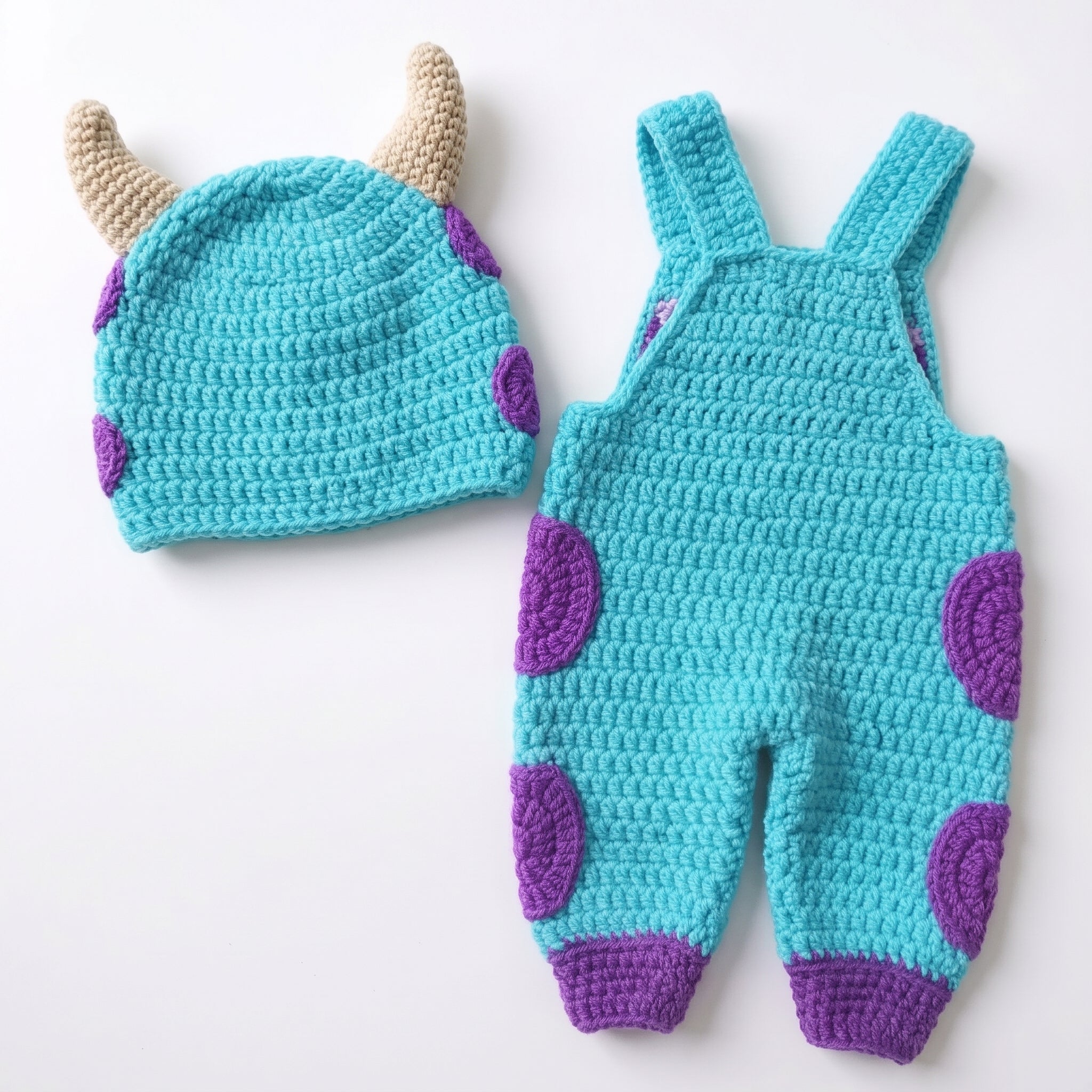 Monster Baby Outfit, Crochet Monster Romper and Hat Set, Handmade Baby Costume, Baby Shower Gift, Newborn Photo Prop Outfit