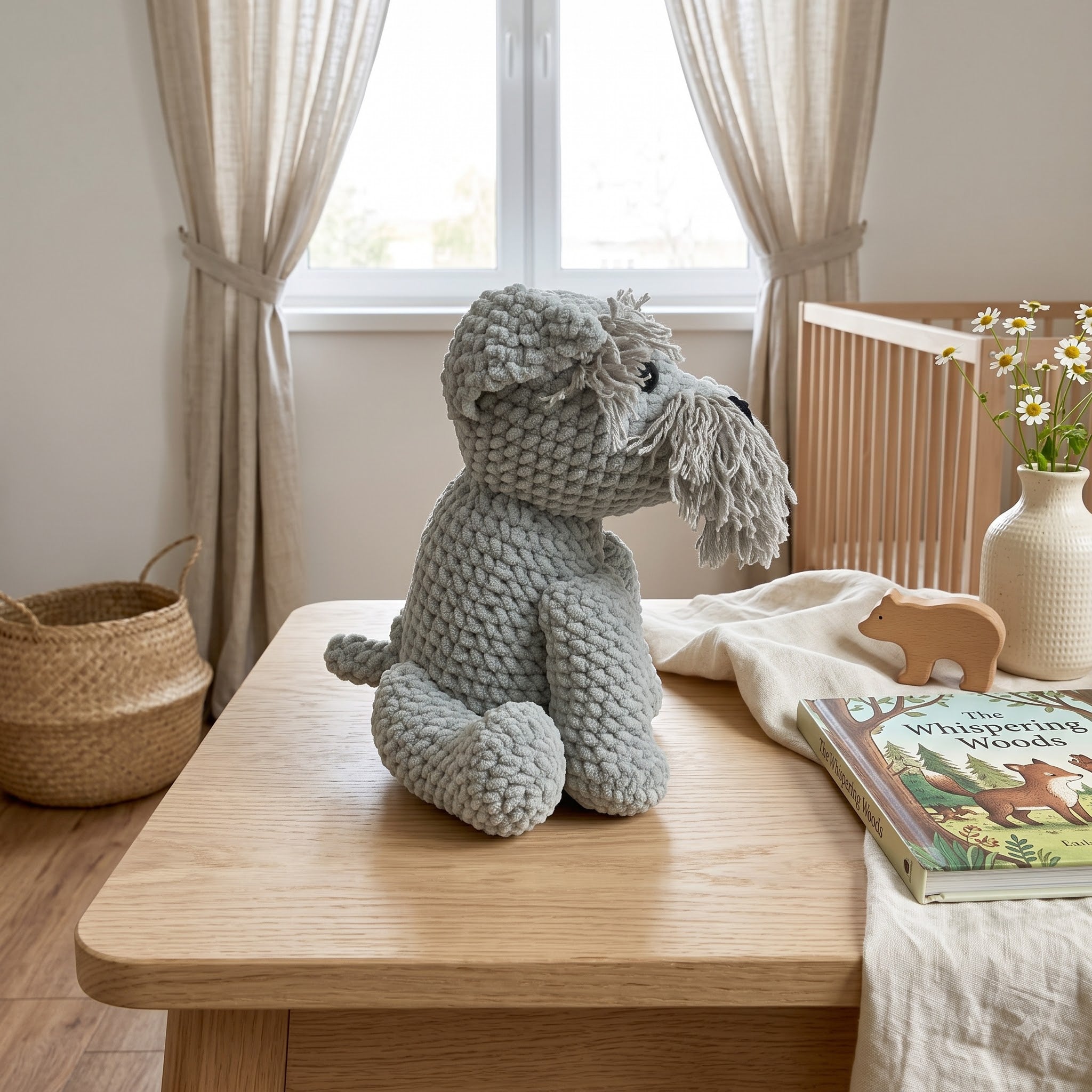 Handmade Crochet Schnauzer Plush, Miniature Schnauzer Stuffed Animal, Gray Amigurumi Dog, Dog Lover Gift, Pet Memorial Keepsake