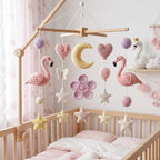Pink Flamingo Baby Mobile, Girl Nursery Decor