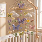 Handmade Felt Butterfly Baby Mobile – Floral Nursery Crib Decor