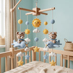 Handmade Crochet Airplane Bear Baby Mobile – Aviation Nursery Decor