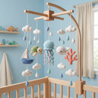 Handmade Crochet Ocean Baby Mobile – Whale, Turtle, Jellyfish & Sailboat Nursery Decor