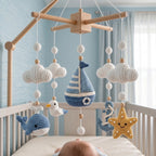 Handmade Crochet Nautical Baby Mobile – Whale, Sailboat and Ocean Nursery Decor