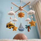 Handmade Crochet Travel Baby Mobile – Car, Sailboat & Beach Nursery Decor