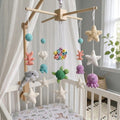Coral Reef Crochet Baby Mobile, Handmade Underwater Crib Hanging with Turtle, Octopus, Dolphin and Starfish