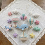 Ocean Whale Baby Mobile, Crochet Hot Air Balloon Airplane Crib Mobile