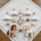 Handmade Crochet Horse Baby Mobile – Neutral Nursery Crib Decor