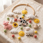 Handmade Felt Farm Animal Baby Mobile – Cow, Pig & Sheep Nursery Decor