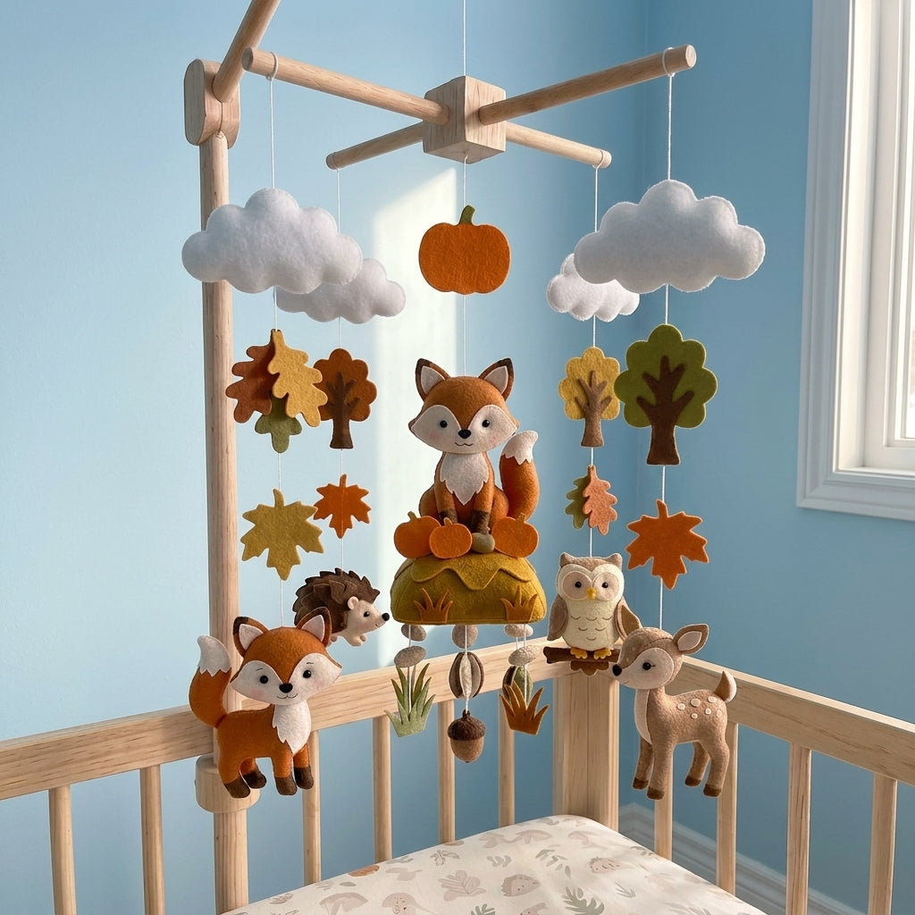 Felt Pumpkin Patch Animals Baby Mobile