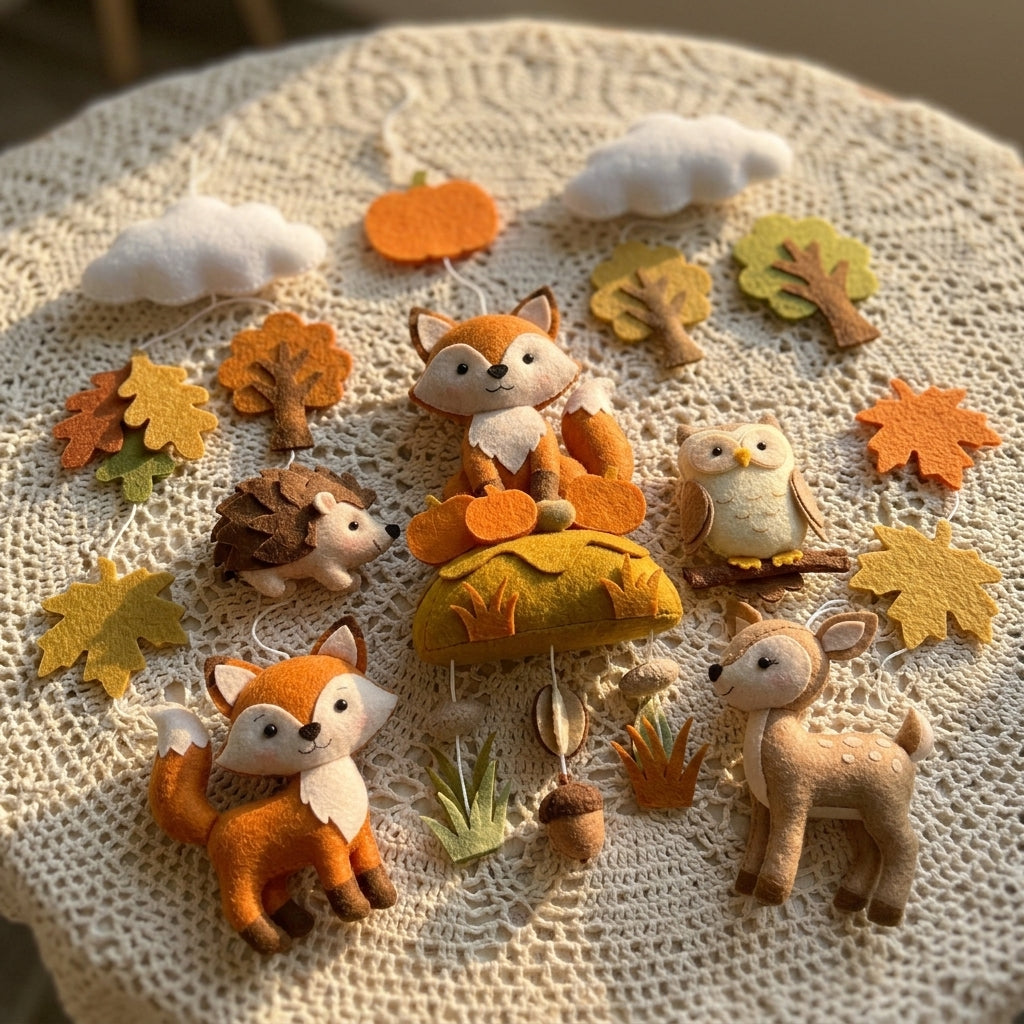 Felt Pumpkin Patch Animals Baby Mobile