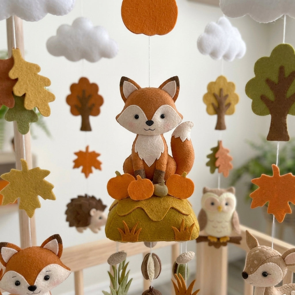 Felt Pumpkin Patch Animals Baby Mobile