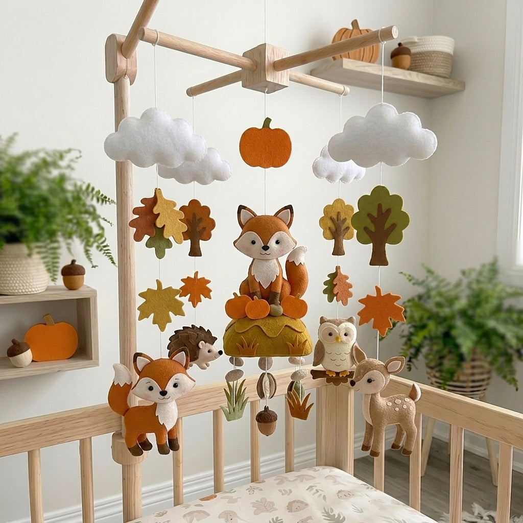 Felt Pumpkin Patch Animals Baby Mobile