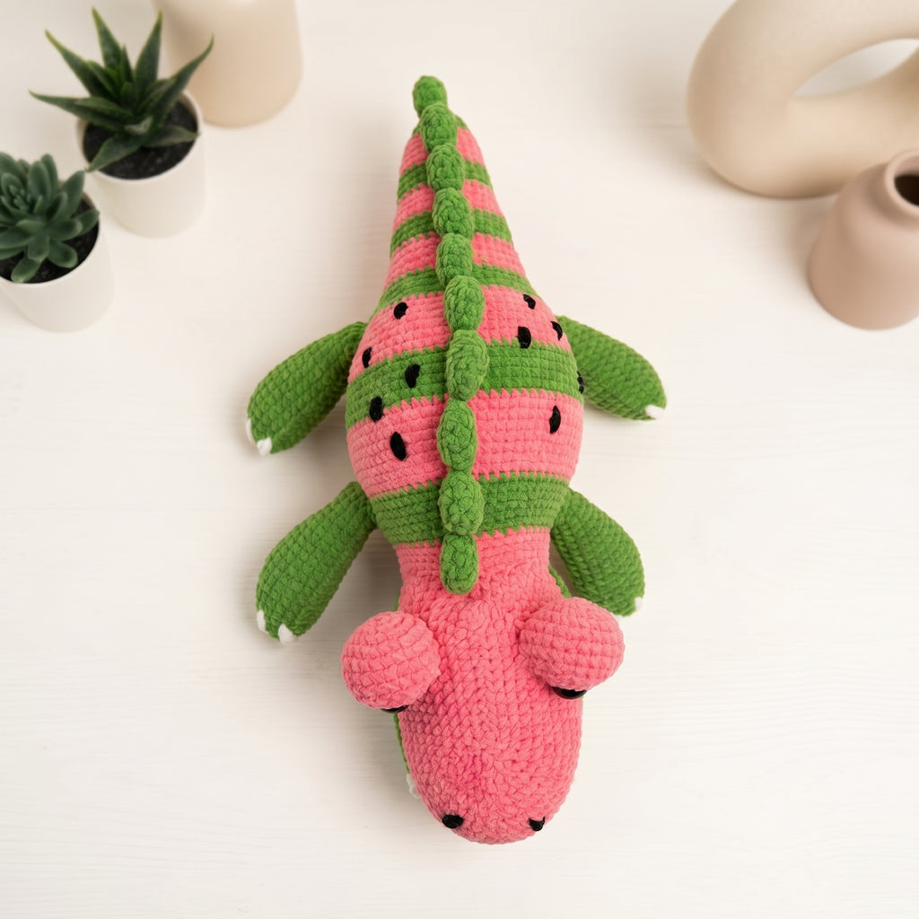 Watermelon Crocodile Crochet Pattern PDF, Cute Alligator Amigurumi