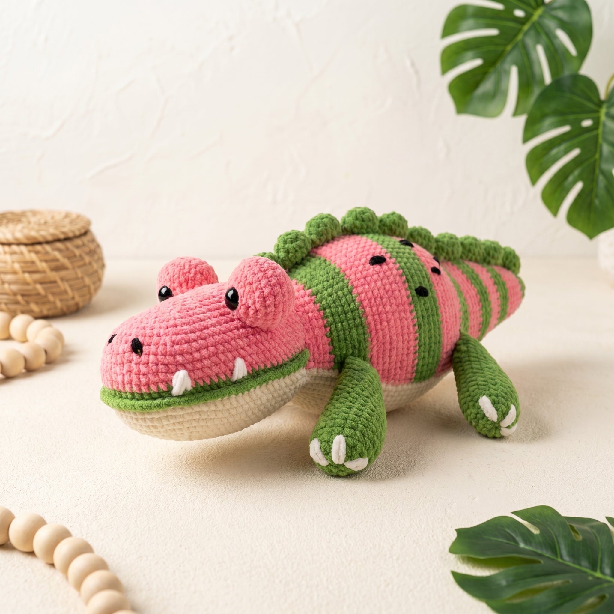 Watermelon Crocodile Crochet Pattern PDF, Cute Alligator Amigurumi
