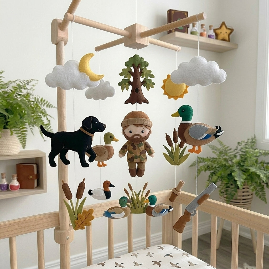 Felt Duck Hunting Baby Mobile, Nursery Decor