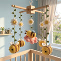 Crochet Bee Baby Mobile, Daisy Flower Crib Mobile