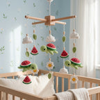 Crochet Turtle Baby Mobile, Watermelon Crib Mobile