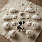Crochet Border Collie Baby Mobile, Sheep Baby Crochet