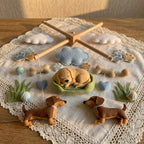 Felt Dog Baby Mobile, Puppy Nursery Crib Decor with Paw