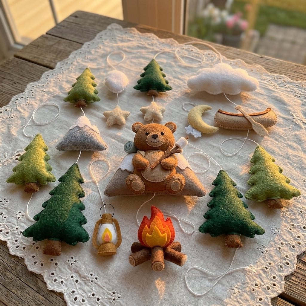 Felt Camping Bear Baby Mobile