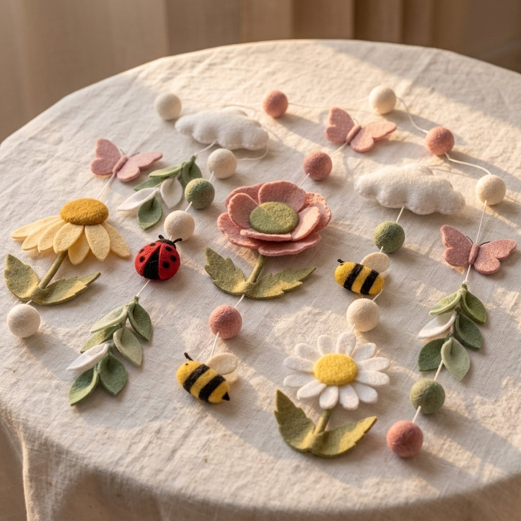 Handmade Felt Wildflower Meadow Baby Mobile