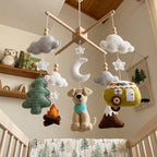 Crochet Dog Baby Mobile, Mountain Camping Crib Mobile
