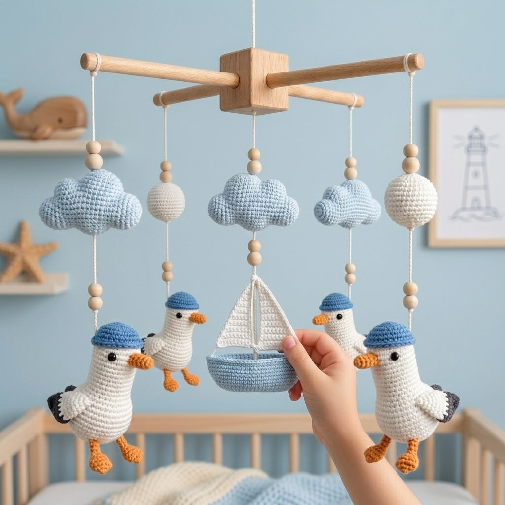 Crochet Seagull Baby Mobile