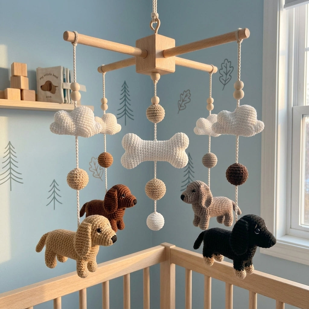 Crochet Dachshund Dog Baby Mobile