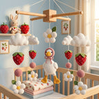 Crochet Strawberry Goose Baby Mobile