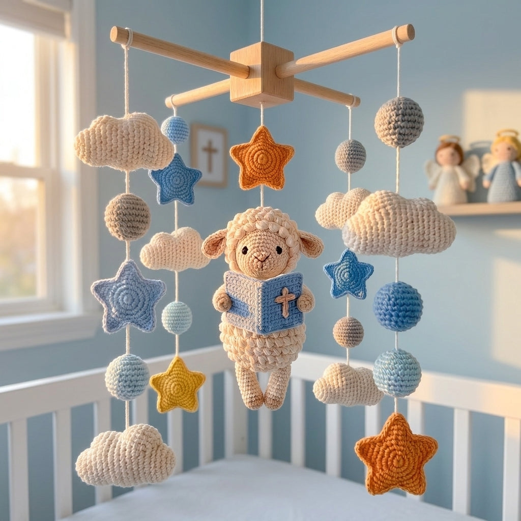 Christian Lamb Crochet Baby Mobile