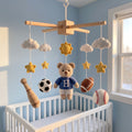 PersonalizedCrochet Sports Baby Mobile, Teddy Bear Crib Mobile