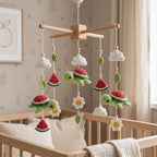 Crochet Turtle Baby Mobile, Watermelon Crib Mobile