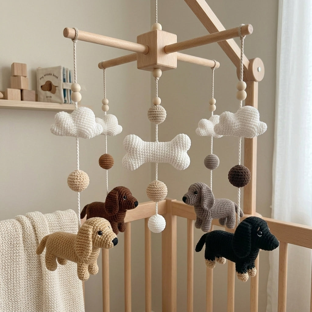 Crochet Dachshund Dog Baby Mobile