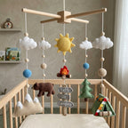 Crochet Camping Baby Mobile, Mountain Crib Mobile