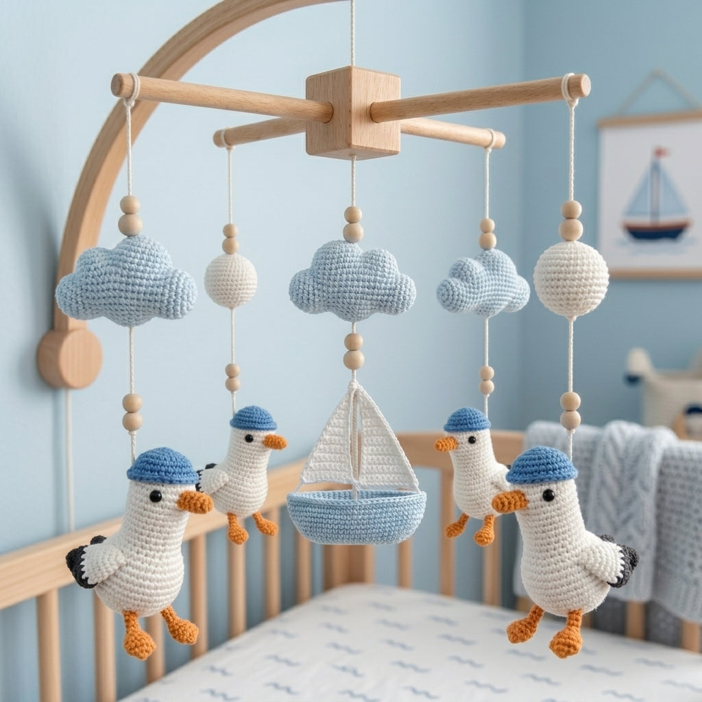 Crochet Seagull Baby Mobile