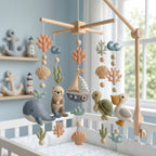 Personalized Ocean Felt Baby Mobile, Choose Your Animals
