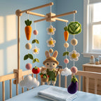 Felt Garden Bunny Baby Mobile, Farm Nursery Crib Decor Baby Shower Gift