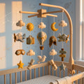 Felt Travel Baby Mobile with Airplane Hot Air Balloon Clouds Moon Stars and Pilot Theme Nursery Crib Decor Baby Shower Gift