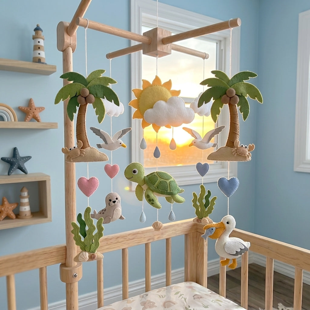 Felt Beach Day Animals Baby Mobile
