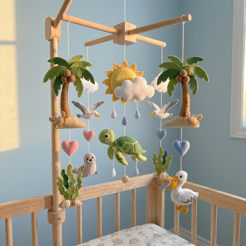 Felt Beach Day Animals Baby Mobile