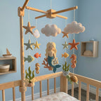 Felt Mermaid Baby Mobile, Ocean Nursery Crib Decor