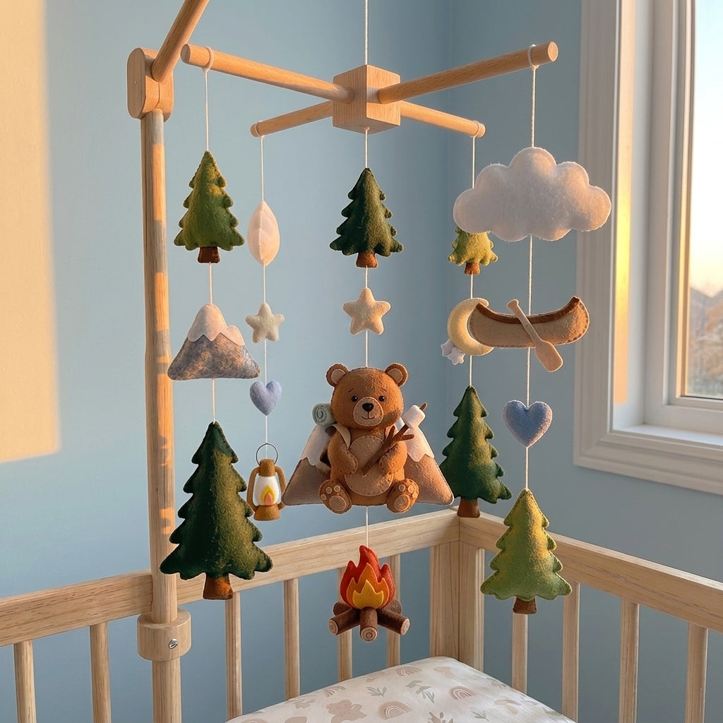 Felt Camping Bear Baby Mobile