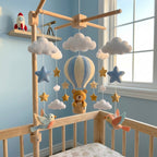Felt Hot Air Balloon Teddy Bear Baby Mobile
