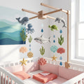 Felt Ocean Animals Baby Mobile, Whale Dolphin Shark Turtle Octopus Coral Reef Sea Life Nursery Crib Decor Baby Shower Gift for Baby