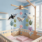 Felt Ocean Whale Baby Mobile, Nursery Decor