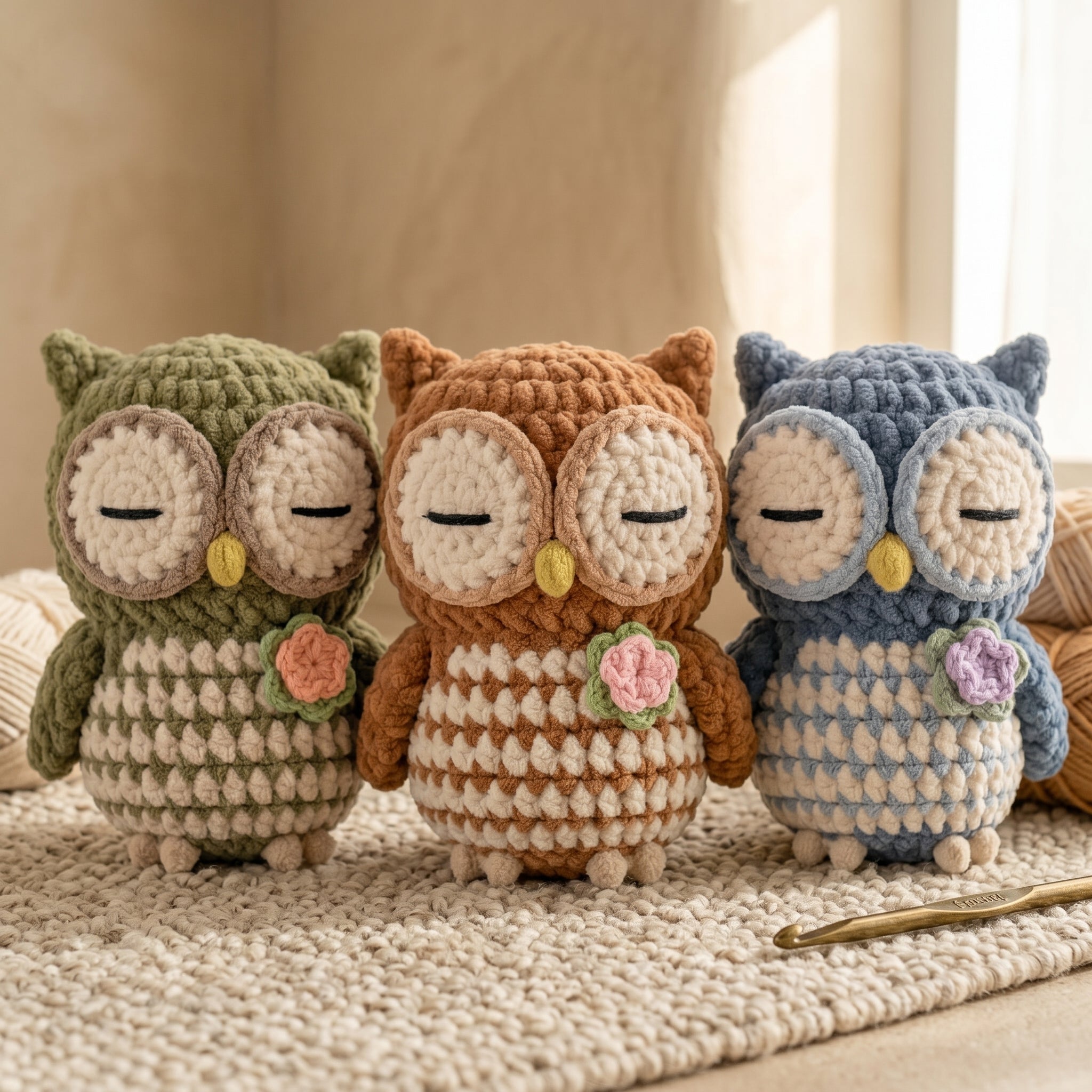 Owl Crochet Pattern, Sleepy Owl PDF, Woodland Nursery Decor