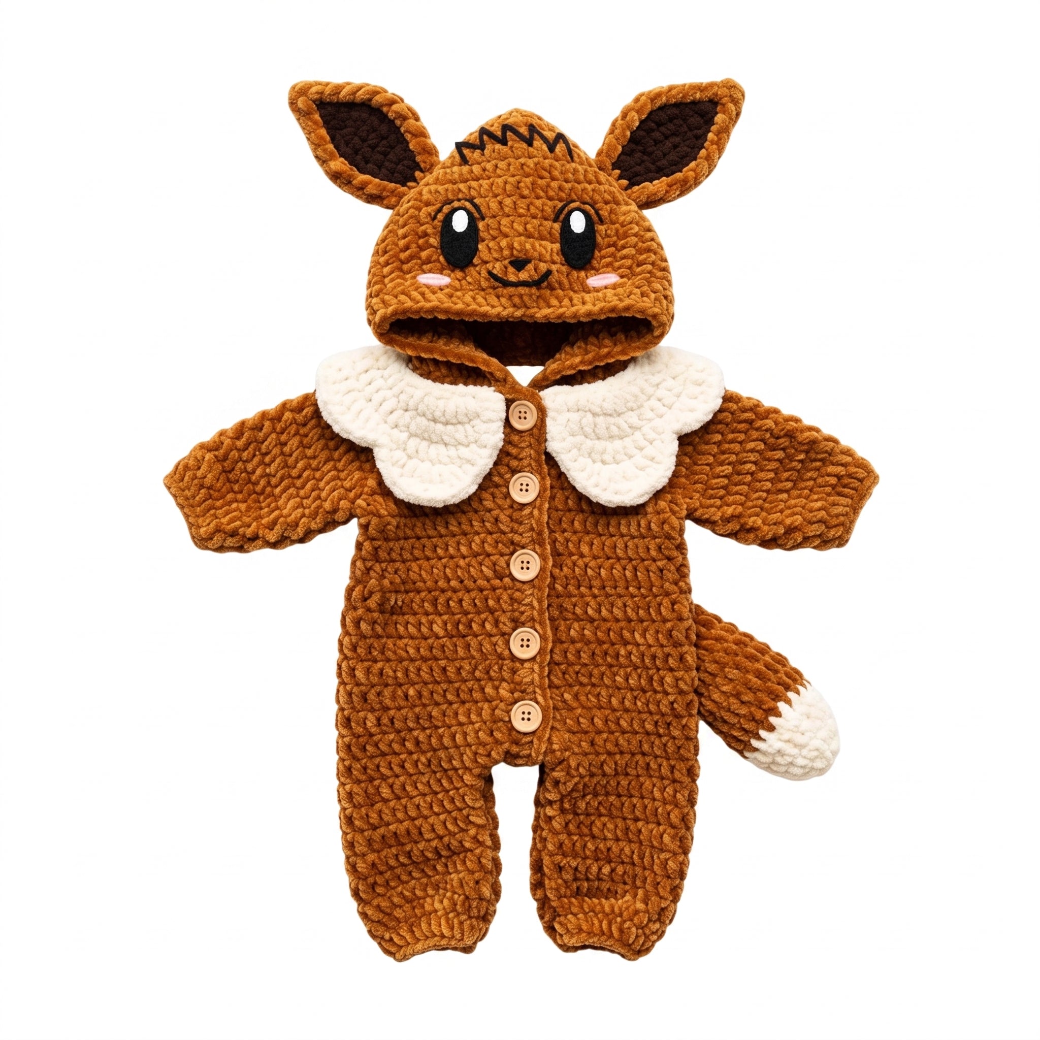 Handmade Fox Baby Romper, Crochet Woodland Animal Onesie, Brown Hooded Newborn Outfit, Baby Shower Gift, Baby Photo Prop