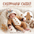 Handmade Chipmunk Baby Romper, Crochet Woodland Animal Onesie, Brown Hooded Newborn Outfit, Baby Shower Gift, Photo Prop