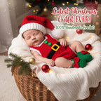 Crochet Santa Baby Outfit, Handmade Christmas Romper Set with Hat and Elf Booties, Newborn Photo Prop, First Christmas Gift